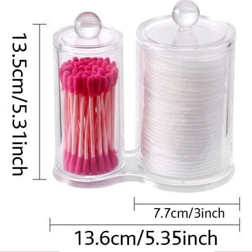 Cotton Box 2 Runde Bokser Transparent Akryl Sminkeoppbevaring for Bomullspinner og Bomullsputer