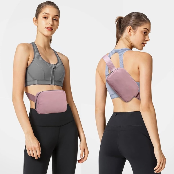 Bæltetaske til Kvinder Mænd, Mode Crossbody Fanny Packs Vandafvisende Mini Talje Taske Bum Taske med Justerbar Rem til Løbetur, Vandreture, Gåture Pink