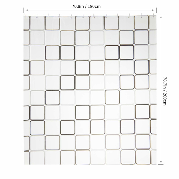 Bruseforhæng, Antimikrobiel Vandafvisende 180x200cm Vaskbart Antibakterielt Stof Polyester Badekar Forhæng Hvid