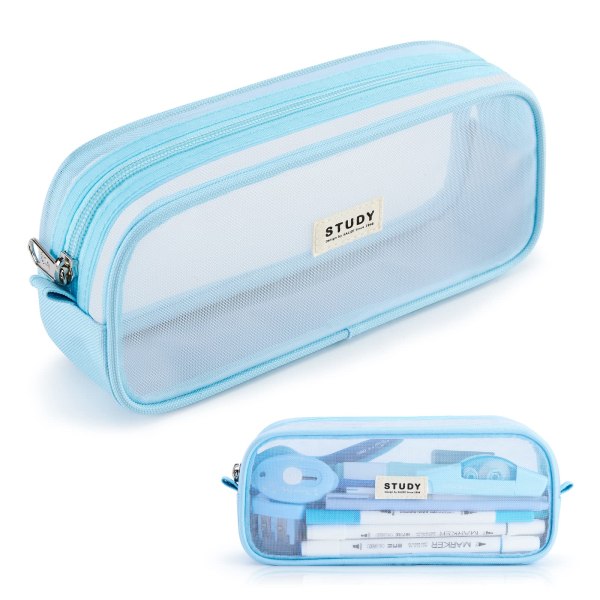 Clear Pencil Case Large Pen Bag Stationery Pouch Cosmestic Make up Bag for Student School College Office