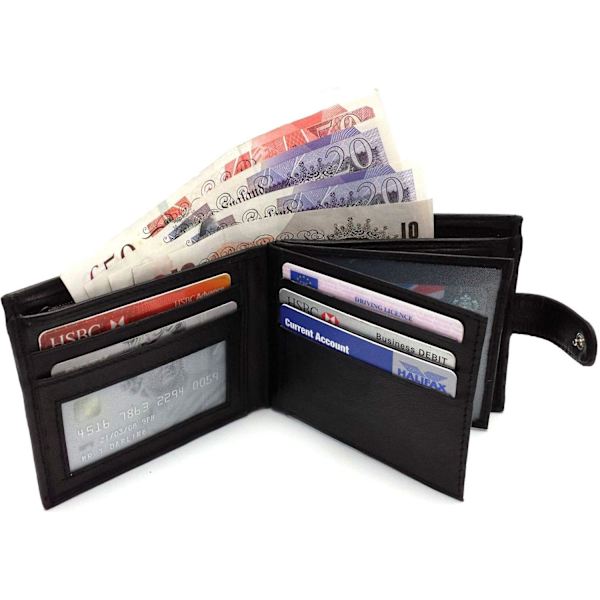UK Mænds RFID Blokerende Sikker Blød Læder Tri Fold Tegnebog Kort Slots Id Vindue og Mønt Lomme (Kulsort)