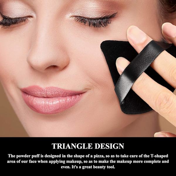 12 stycken Triangel Puderpuff Kosmetisk Ansiktsmakeup Puff för Mjukt Löst Puder Kropp Tvättbar Återanvändbar Mineral Foundation Svamp Vått och Torrt Puder black