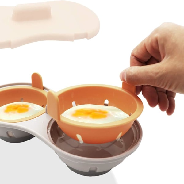 Mikrovågsugnsäggpocherare Äggkokare Pocherad Äggångare Köksgadget (Orange)