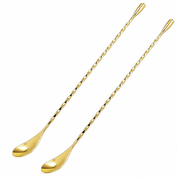 12 tommer blandeske i rustfrit stål, 2 stk. spiralmønster guld
