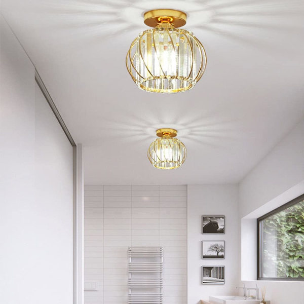 Gyllen Moderne E27 Taklampe Krystall Taklamper Stuelamper Kjøkkenlamper Halvmontert Taklampe