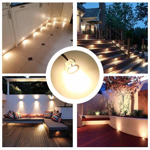 Pakke med 16 LED-indbyggede spotlights 0,6W DC12V, varmt hvidt lys