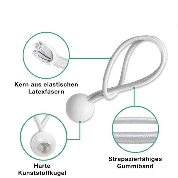 Förpackning med 50 långa elastiska snören - Vit - 15 cm