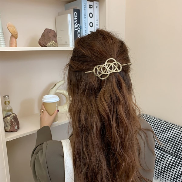 2 stk hule hårpinde barrette vintage keltiske hårspænder norrøne keltiske kvinder hårtilbehør (guld, sølv)