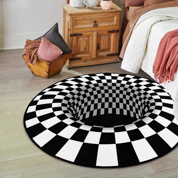 3D pohjaton reikä optinen illuusio matot, mielenkiintoiset pyöreät matot pyörre ansa matto, liukumaton matto keittiön lattialle käytävä (80 cm halkaisija)