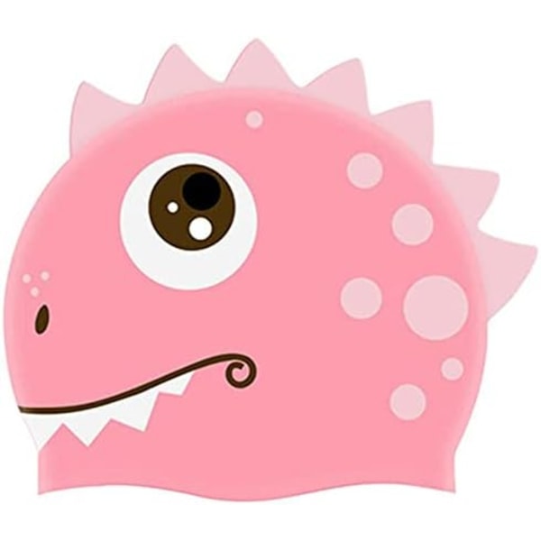 Silikonebadehætte til børn-3D tegneseriedinosaurdesign Silikonebadehat，Pink