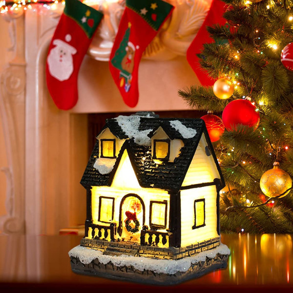 Julepynt, Mini Resin House Statue med lys