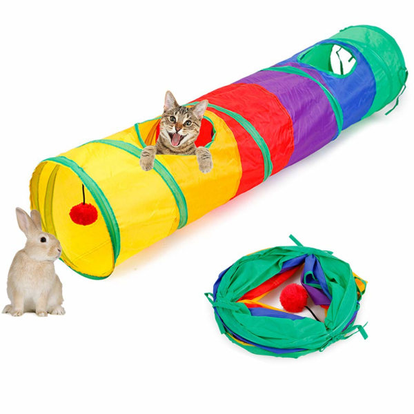 Sammenleggbar katteleker Tunnel Rainbow Splice Cat Tunnel