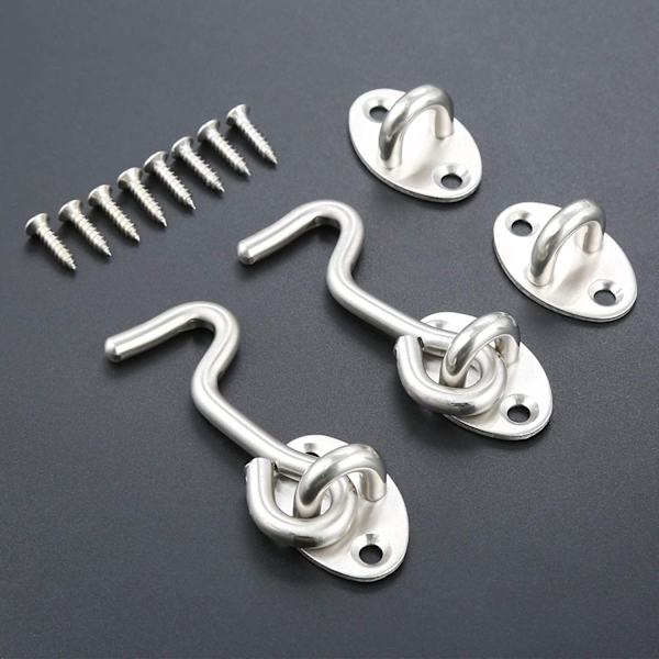 Krog og øje lås grå kabine terrassedør krog og øje hvid 2-pak rustfrit stål 75mm til dørport vindue skab skur hardware catch stille holder