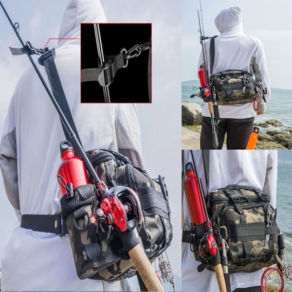 Fiskeveske, Multifunksjonell Fiskeveske, Fiskevesker med Stor Kapasitet, Utendørs Fisketilbehørssett med Justerbare Stropper