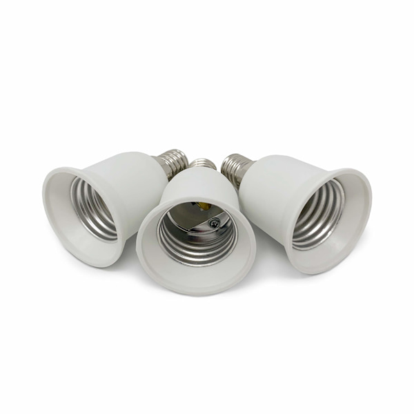 LED-lampbasadapter Set om 3 - Vit - E14-bas till E27-bas
