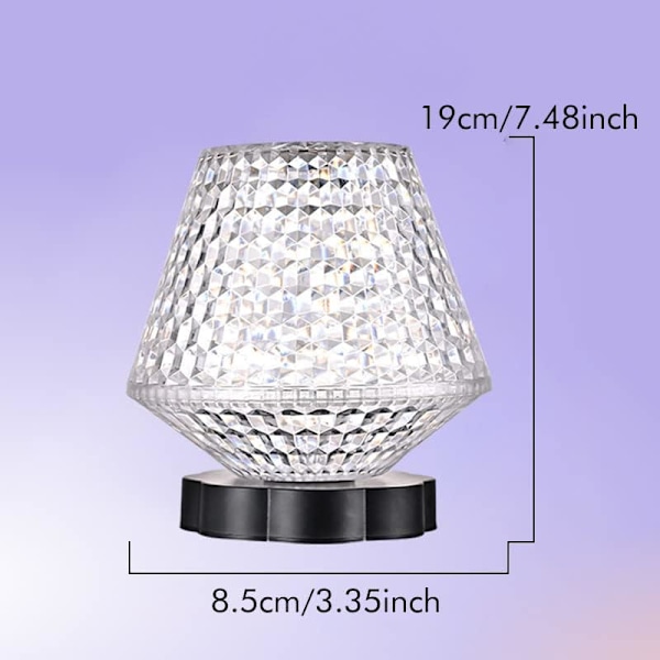 Kristall Diamant Bordslampa, 16 Färgförändrande RGB Touch Control Nattljus, Uppladdningsbar Sänglampa med Fjärrkontroll