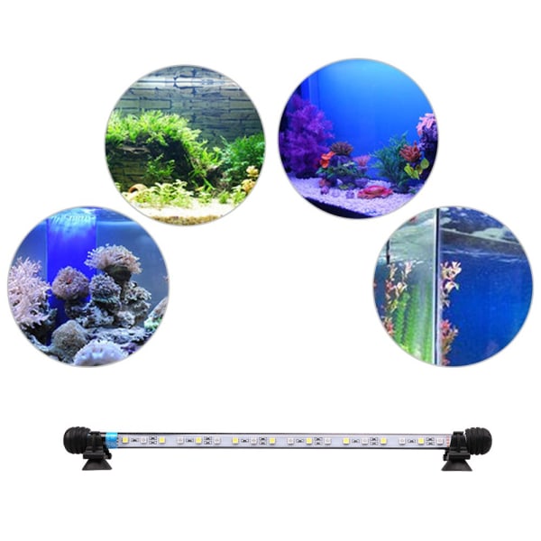 LED-akvarielys, vanntett LED, blå og hvit, 28 cm