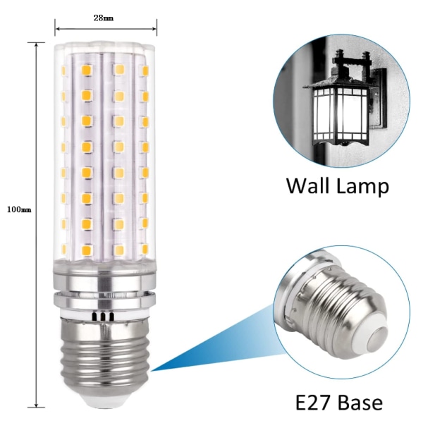 LED E27 Pære 18W,220-240V,Koldt Hvid 6000K,Ikke-Dæmpbar,4 Pakke