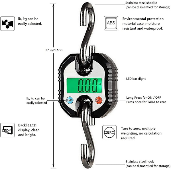 Kranvægt 150 kg Dobbelt nøjagtighed Elektronisk digital krogvægt Mini Lcd Loop