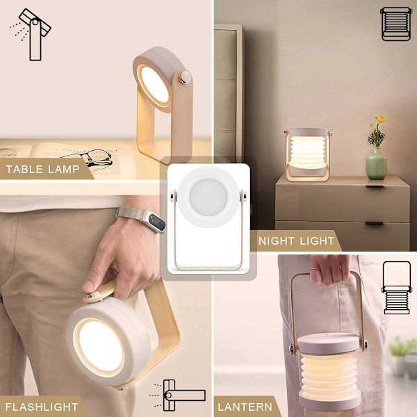 LED-bordlampe USB-oppladbar skrivebordslampe nattlys 15W