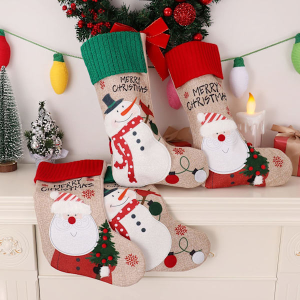 Julstrumpor, 4-pack strumpor 18\" (Snögubbe Tomte)