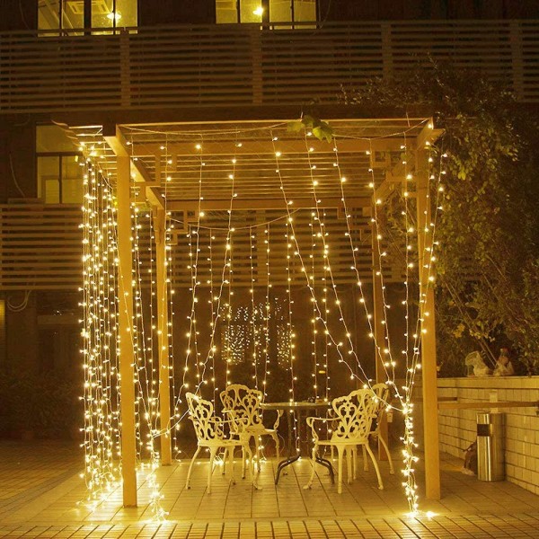 LED-verhovalot, 8 tilaa, USB-käyttöinen 3x3m300LED (lämmin valkoinen)