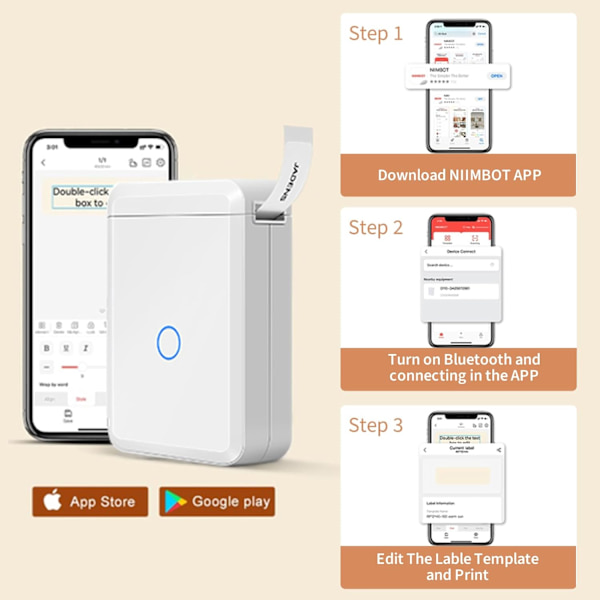 Mærkeprinter med bånd, bærbar Bluetooth termisk mærkeprinter