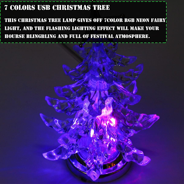 USB-drevet flerfarget skrivebordslysende LED-juletre 11\"