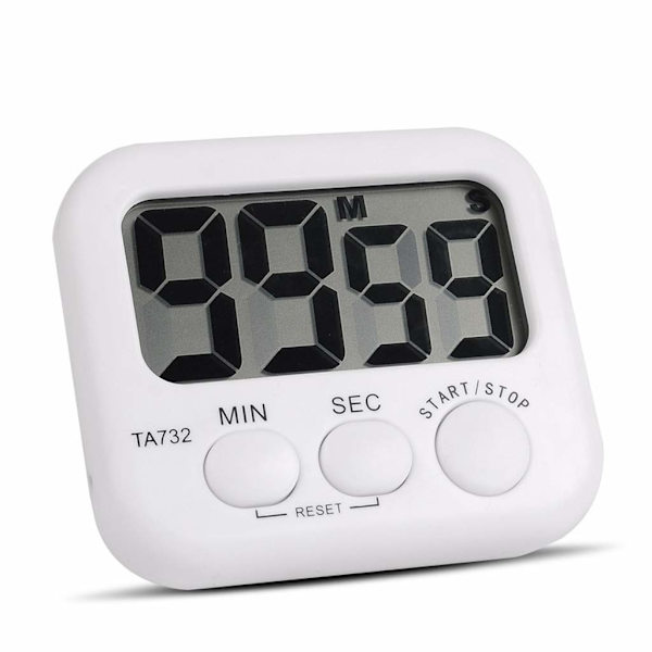 Hvid Mini Elektronisk Stor LCD Digital Køkken Timer Ur Nedtælling Tælle Tid Høj Alarm Hjem Ovn Madlavning Værktøjer Tilbehør