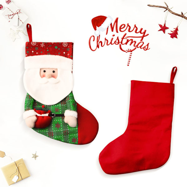 19\" Jultomte Röd Glitter Julstrumpa Hem X-mas Dekor