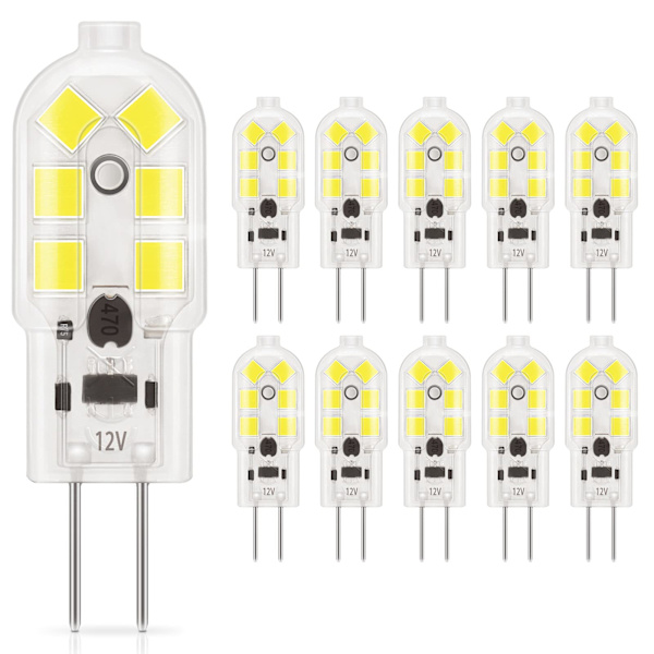 G4 LED 1,5W lyspære, 120LM dagslys 6000K, ikke-dimbar 10 stk