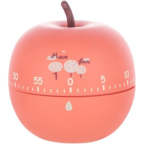 Kjøkken Timer Søt Frukt Cookie Kjøkken Timer | Nyhet Manuell Matlagingstimer | Morsom Formet Mekanisk Timer for Kjøkken Alarm Hjem Skrivebord Dekor (eple)