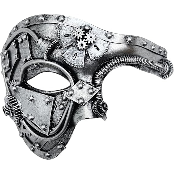 Steampunk Metall Robot Venetiansk Mask, Halloween Maskerad/Fantomen på Operan/Karneval Maskerad Mask (Silver)
