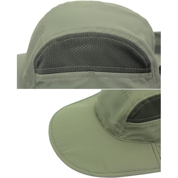 Solhatt för Män & Kvinnor UPF 50+, Anti-UV, Vikbar Strandhatt, Reshatt, Armég Grön
