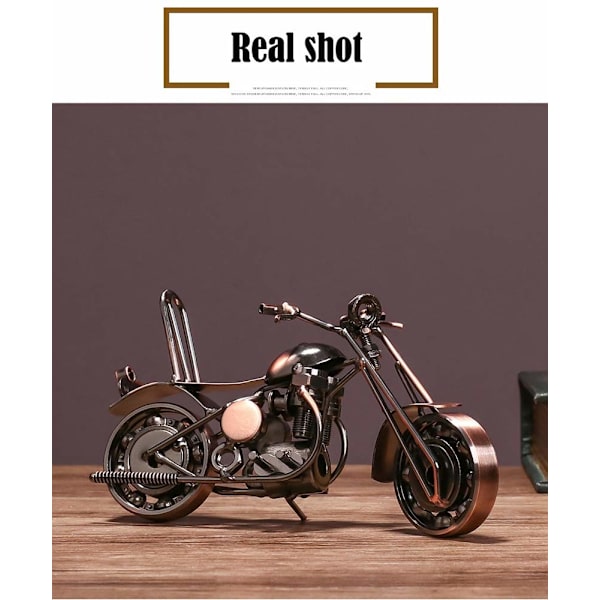 Kreativ retro håndloddet smidd jernkunst Harley motorsykkelmodell, hjemmedekor ornamenter for motorsykkelentusiaster eller barn (bronse)