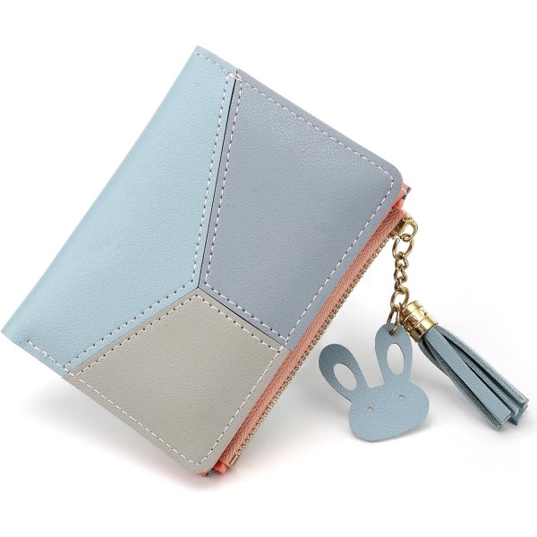 Små plånböcker för kvinnor, tofsar PU-lädermynt Blixtlåsficka för flickor med kaninformade metalltofsar hängande handväska