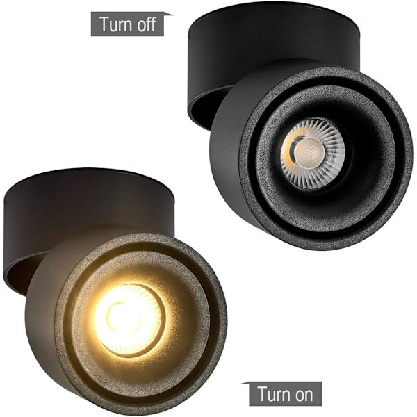 10W LED-takspotlight, justerbar 10x10x10cm (svart-3000K)