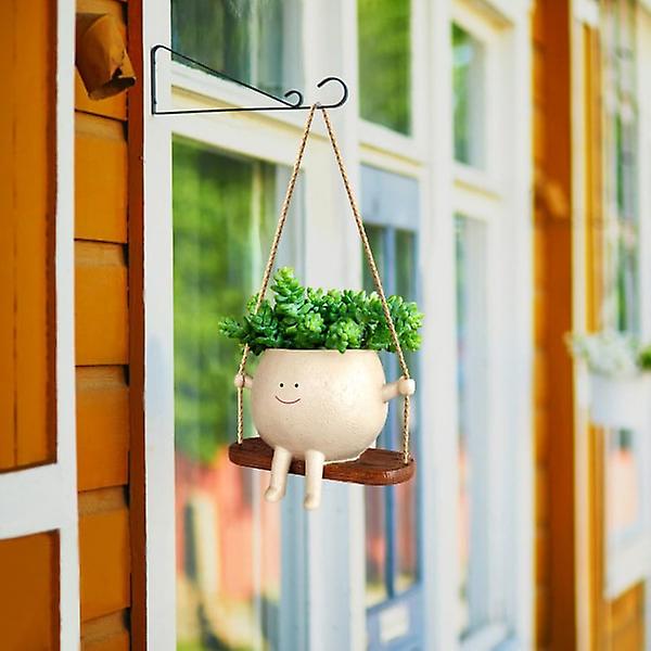 Sød smilende ansigt tegneserie gynge blomsterpotte - Perfekt til indendørs og udendørs planter, vejrbestandig og holdbar