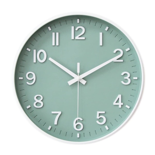 Veggklokke 12 tommers stillegående ikke-tikkende klokke for stue soverom kjøkken kontor (gyllen grønn)