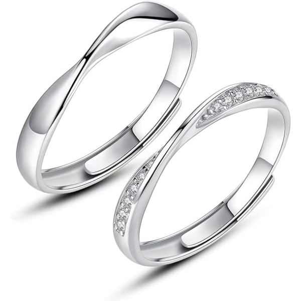 925 Sterling Sølv Ring Enkle Par Ringer 2 STK