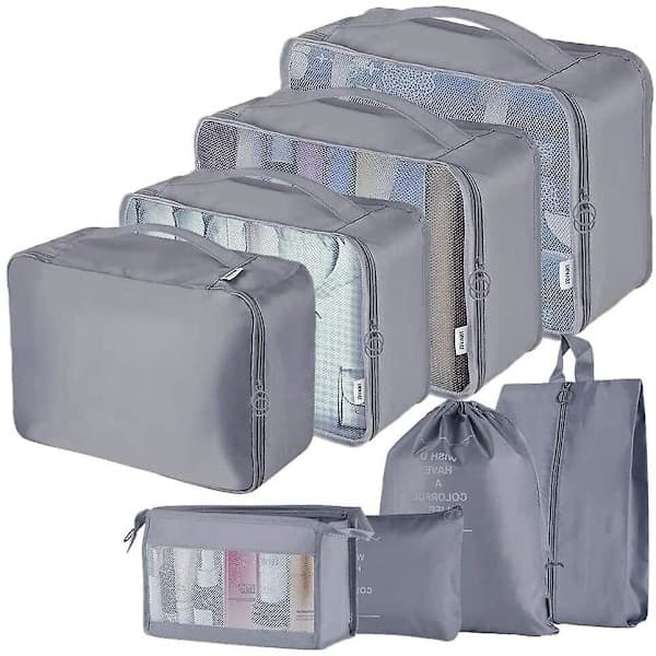 8-pack Organizer Set för Resväskor, Förvaringsväskor, Packkuber, Resväskor, Presenter Black