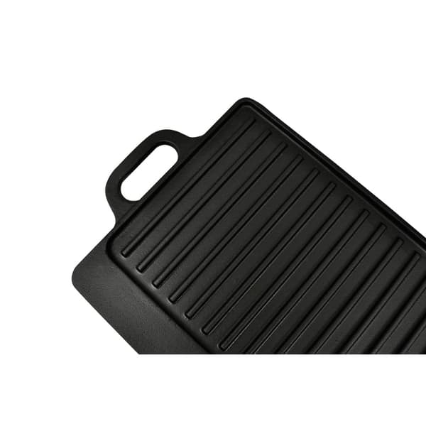 Vendbar grillplate i støpejern 38x23 cm