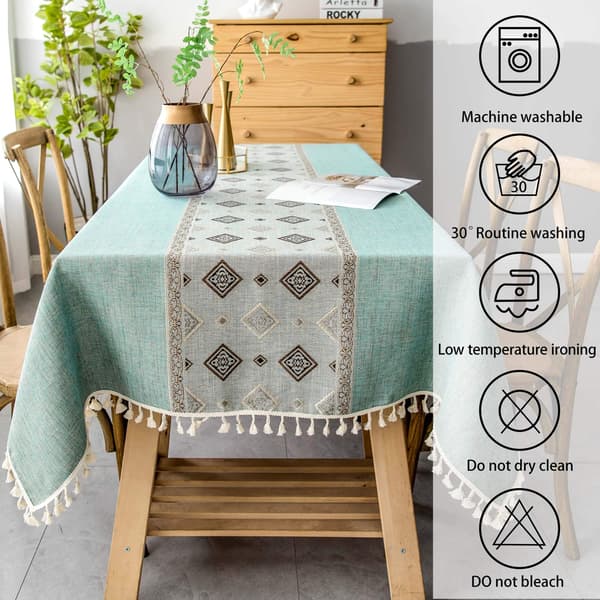 Rektangulær duk i lin og bomull, firkantsting duskformet rektangulær duk vaskbare duker (140x180cm)