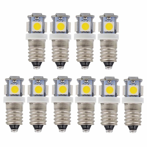 10 kpl E10 12V LED-polttimoa 5SMD 0,5W 50LM lamppu (lämmin valkoinen)