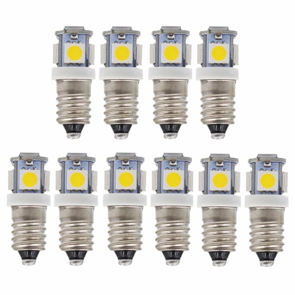 10 kpl E10 6V LED-polttimot 5SMD 0,5W 50LM lamppu (lämmin valkoinen)