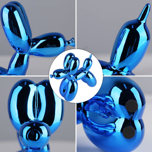 Skinnende galvanisert ballonghundstatue (blå, 3,9*3,9*1,6 tommer)