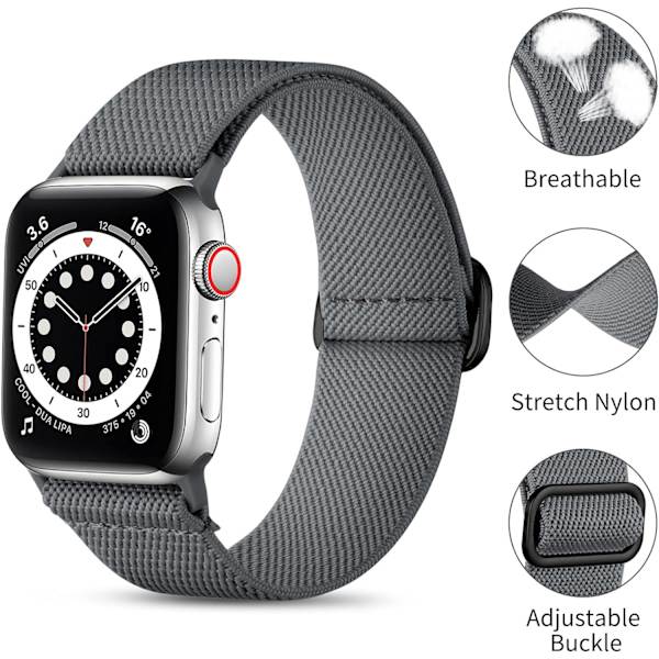 Loop-reim kompatibel med Apple Watch-reim, justerbar strekkbar nylonflettet sportsreim for iWatch SE Serie 9/8/7/6/5/4/3/2/1