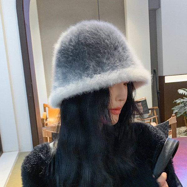 Dame Vinter Blød Faux Pels Fluffy Beanie Hue Bredskygget Fiskerhat Varm Vinter Pels Hue til Piger Dark Grey