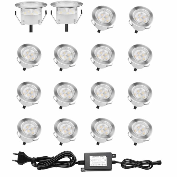 16-pack LED-infällda spotlights 0,6W DC12V, vitt ljus