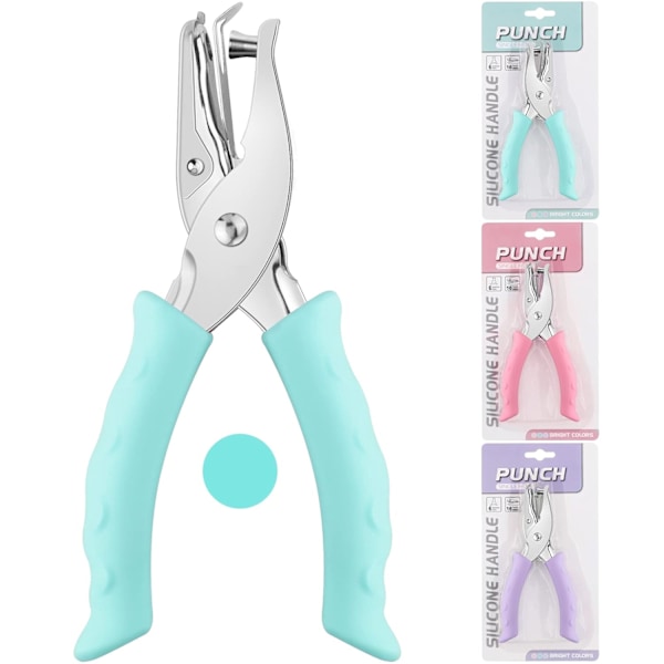 Enkelt Hål Metallhålslag med Mjukt Handtag för DIY Hantverk Etikett Kläder Biljett Scrapbook Verktyg (Grön)